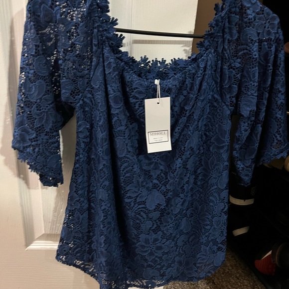 Navy blue dress shirt. - Picture 2 of 3